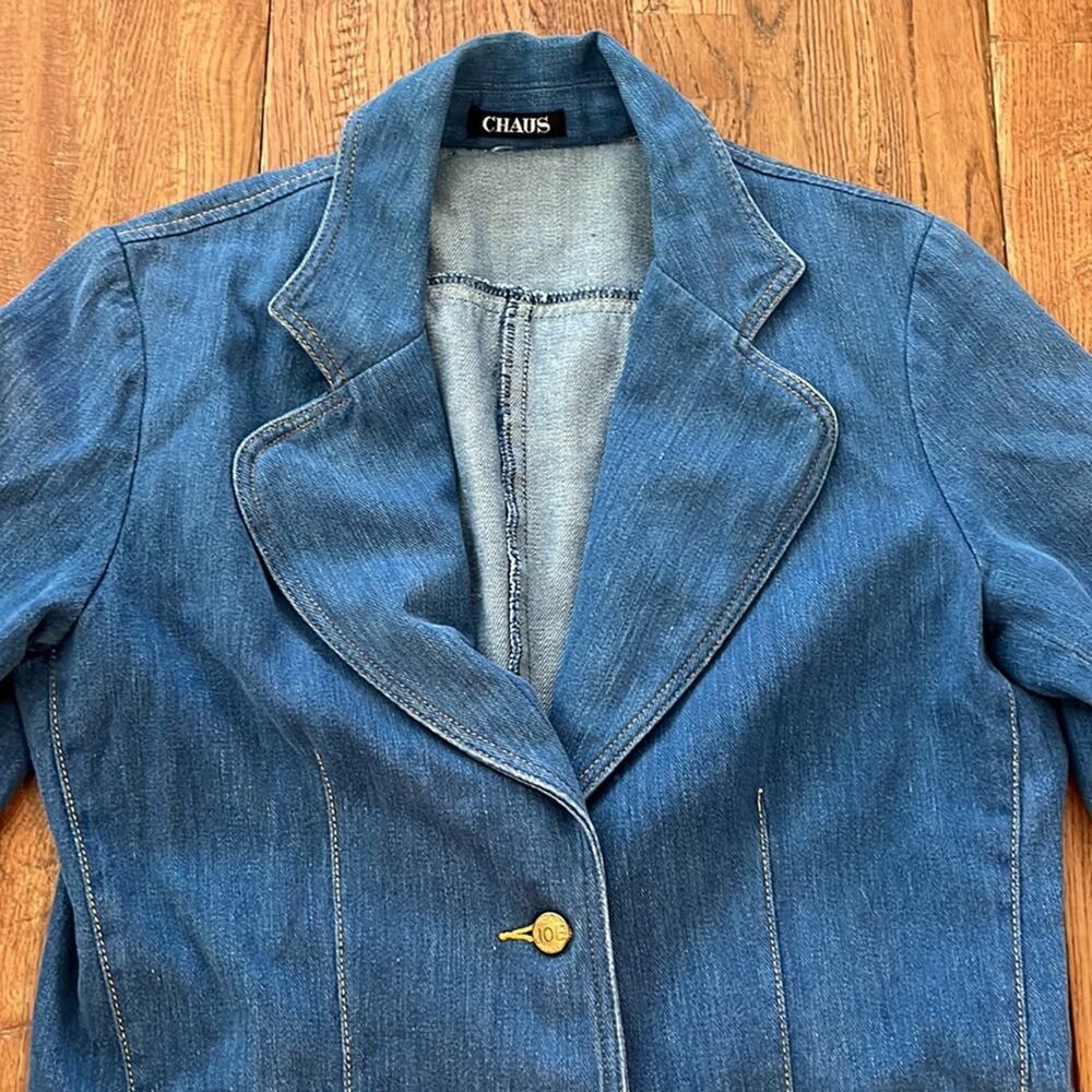 Vintage Denim Jean Blazer Joe Buttons-Chaus- Medium - Picture 4 of 6